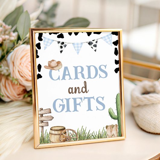 Cowboy Baby Shower Favors Table Sign Sockelschild