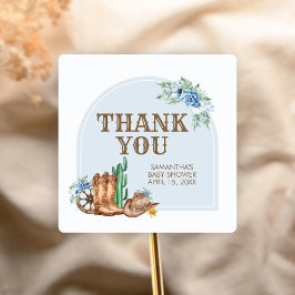 Cowboy Baby Shower Quadratischer Aufkleber