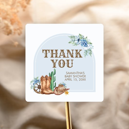 Cowboy Baby Shower Quadratischer Aufkleber