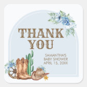 Cowboy Baby Shower Quadratischer Aufkleber (Vorderseite)