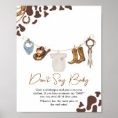 Cowboy Baby Shower Say Baby nicht Poster (Vorne)