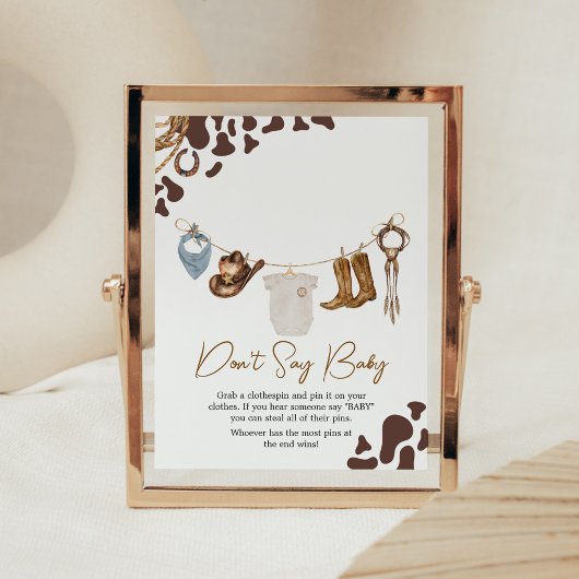 Cowboy Baby Shower Say Baby nicht Poster