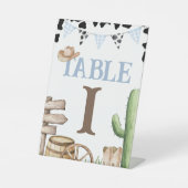 Cowboy Baby Shower Table Numbers Sockelschild (Vorderseite)