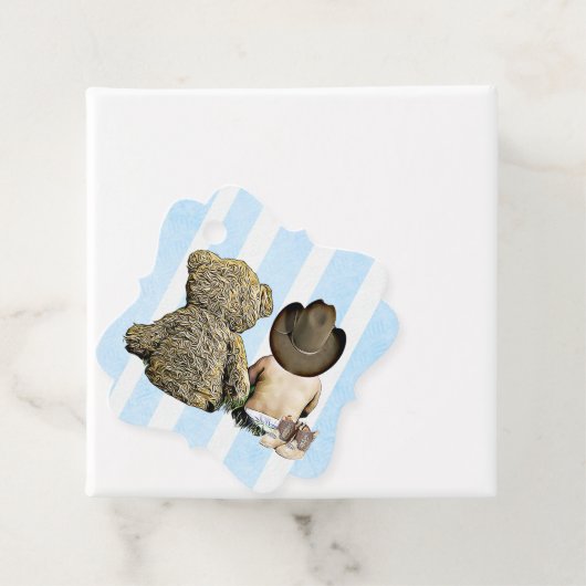 Cowboy Baby und Teddy Bear - Geschenkmarke Geschenkanhänger (Beispiel)