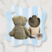 Cowboy Baby und Teddy Bear - Geschenkmarke Geschenkanhänger (Vorderseite)