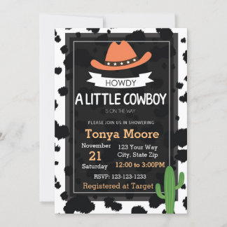 Cowboy-Babydusche Einladung (orange)
