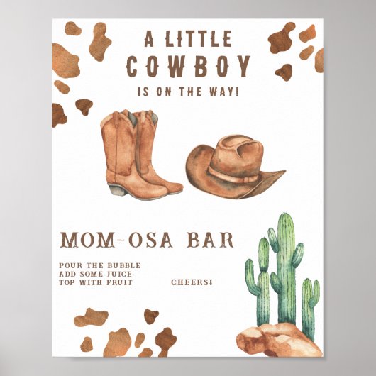 Cowboy Babydusche Momosa Bar Poster (Vorne)