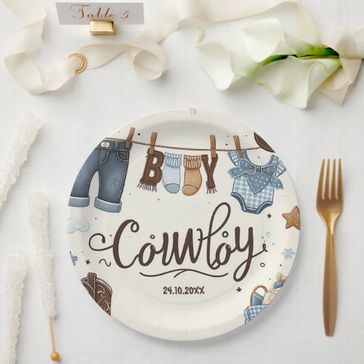 Cowboy Babydusche Papier Teller (Hochzeit)