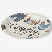Cowboy Babydusche Papier Teller (Schrägansicht)
