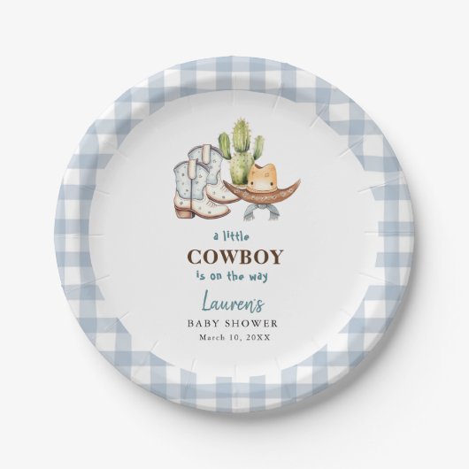 Cowboy-Babydusche Pappteller (Vorderseite)
