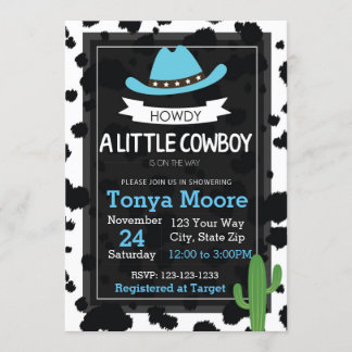 Cowboy-Babyparty-Einladung (blau) Einladung