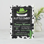 Cowboy-Babyparty-Einladung (Grün) Einladung (Stehend Vorderseite)