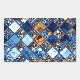 Cowboy Bandana Blue Mosaik Muster Original Art Rechteckiger Aufkleber