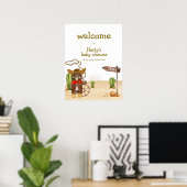 Cowboy Bear Western Cactus Baby Dusche Willkommen Poster (Heimbüro)