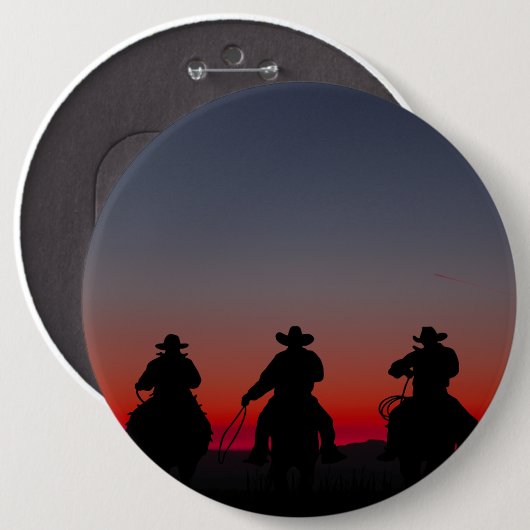 Cowboy bei Sonnenuntergang Button (Vorne & Hinten)