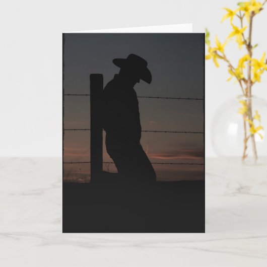 Cowboy bei Sonnenuntergang Karte (Gelbe Blume)