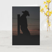 Cowboy bei Sonnenuntergang Karte (Gelbe Blume)