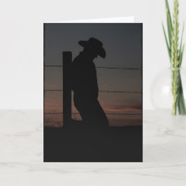 Cowboy bei Sonnenuntergang Karte