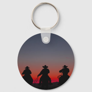 Cowboy bei Sonnenuntergang Schlüsselanhänger