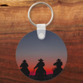 Cowboy bei Sonnenuntergang Schlüsselanhänger (Vorderseite)