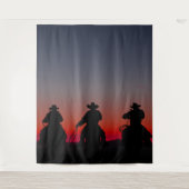 Cowboy bei Sonnenuntergang Wandteppich (Vorderseite)