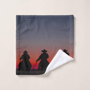 Cowboy bei Sonnenuntergang Waschlappen