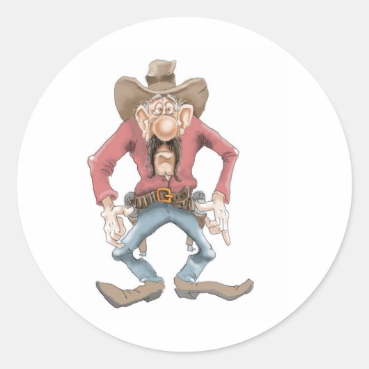 Cowboy bereit Zeichnen Runder Aufkleber (Vorderseite)