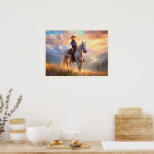 Cowboy Berggipfel Sunrise Boy's Bedroom Art Poster (Küche)