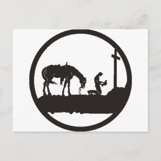Cowboy beten postkarte