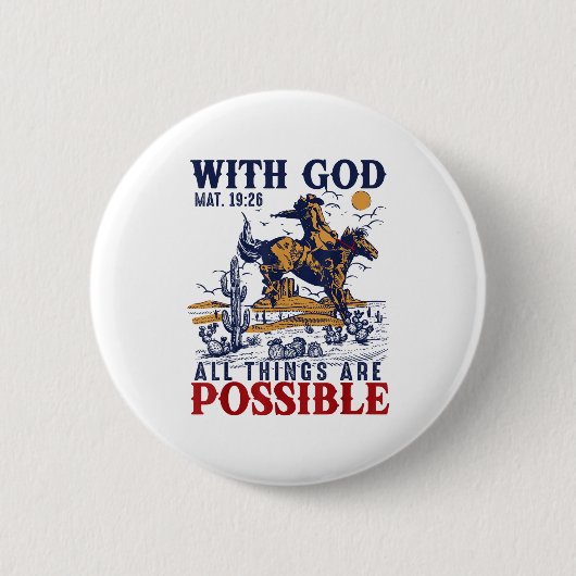 Cowboy Bible Scripture Verse Western Jesus For Men Button (Vorderseite)