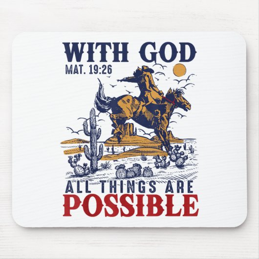 Cowboy Bible Scripture Verse Western Jesus For Men Mousepad (Vorne)