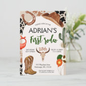 Cowboy Birthday 1. Rodeo Geburtstagsparty Einladung (Stehend Vorderseite)