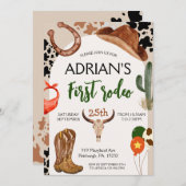 Cowboy Birthday 1. Rodeo Geburtstagsparty Einladung (Vorne/Hinten)