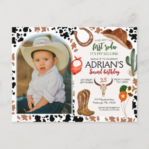 Cowboy Birthday 2. Rodeo Geburtstagsparty Postkarte