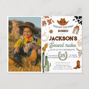 Cowboy Birthday 2. Rodeo Geburtstagsparty Postkarte
