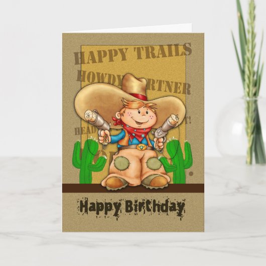 Cowboy Birthday Card - Rootin' Tootin' Birthday Karte (Vorderseite)