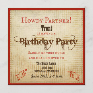 Cowboy Birthday Einladung