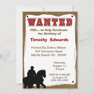 Cowboy Birthday Einladung
