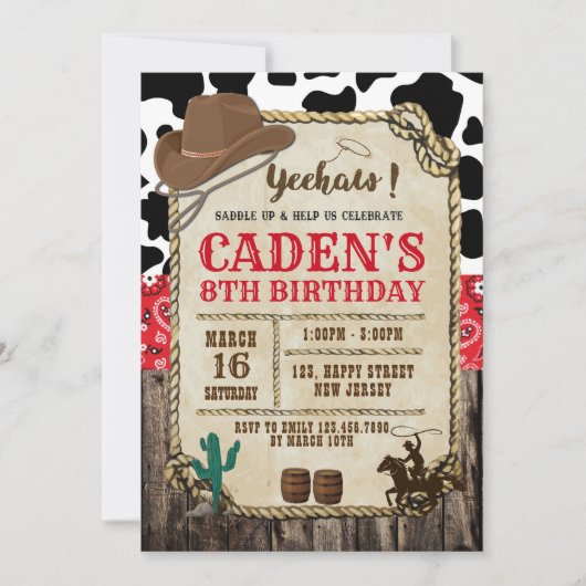 Cowboy Birthday Einladung (Vorderseite)
