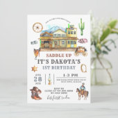 Cowboy Birthday Einladung (Stehend Vorderseite)