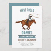 Cowboy Birthday Einladung 1. Rodeo Einladung (Vorne/Hinten)