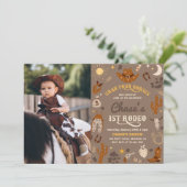 Cowboy Birthday Einladung | 1. Rodeo - Einladung (Stehend Vorderseite)