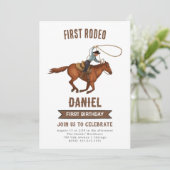 Cowboy Birthday Einladung 1. Rodeo Einladung (Stehend Vorderseite)