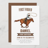 Cowboy Birthday Einladung 1. Rodeo Einladung (Vorne/Hinten)