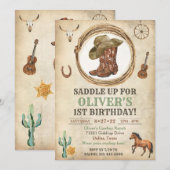 Cowboy Birthday Einladung 1. Rodeo Einladung (Vorne/Hinten)