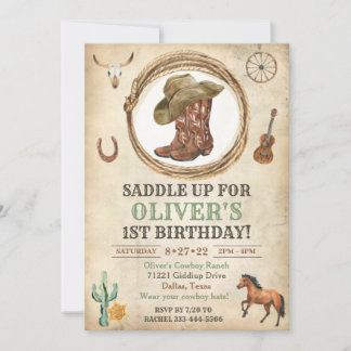 Cowboy Birthday Einladung 1. Rodeo Einladung