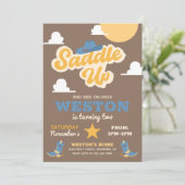 Cowboy Birthday Einladung | Einladung des Westerns (Stehend Vorderseite)