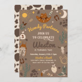 Cowboy Birthday Einladung | Einladung des Westerns (Vorne/Hinten)