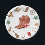 Cowboy Birthday First Rodeo Western Pappteller<br><div class="desc">Unsere Rodeo Western Cowboy Geburtstagsfeier ist perfekt für Ihre kleine Rodeo-Themenparty!</div>
