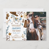 Cowboy Birthday Foto Einladung (Vorderseite)